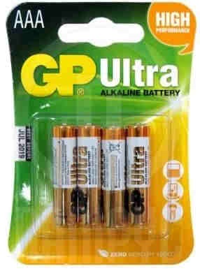 Батарейка щелочная GP LR03 ULTRA ALKALINE 24AU-2UE4 BL-4/40/320