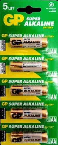 Батарейка щелочная GP LR6 SUPER ALKALINE 15A-2CR5 BL-5/60/600