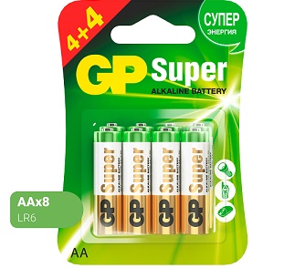 *Батарейка щелочная GP LR6 SUPER ALKALINE 15A4/4-2CR8 BL-8/96/960